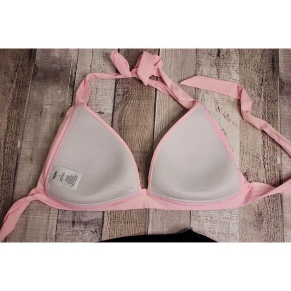 Mossimo Pink Black Halter Padded Bikini Swimsuit LARGE Swimwear Beach Retro‎ - Picture 8 of 13